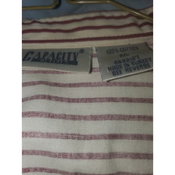 Red and White Striped Women's Dress Shirt by Capacity Petites size P/L - Picture 3 of 3